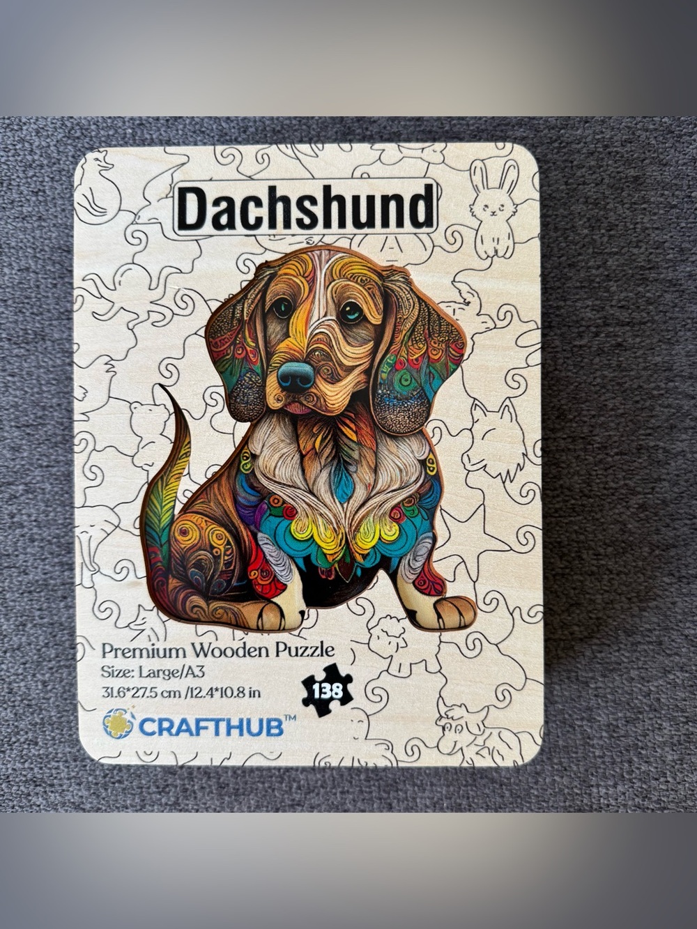 Dachshund Dog Premium Wooden Puzzle Multicolor 138PC Whimsical Animals Rare